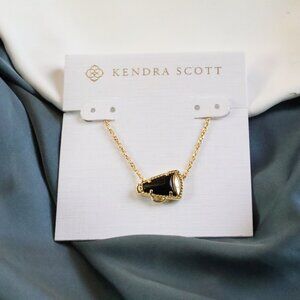 💕 Kendra Scott Cheer Black Agate Necklace Gold